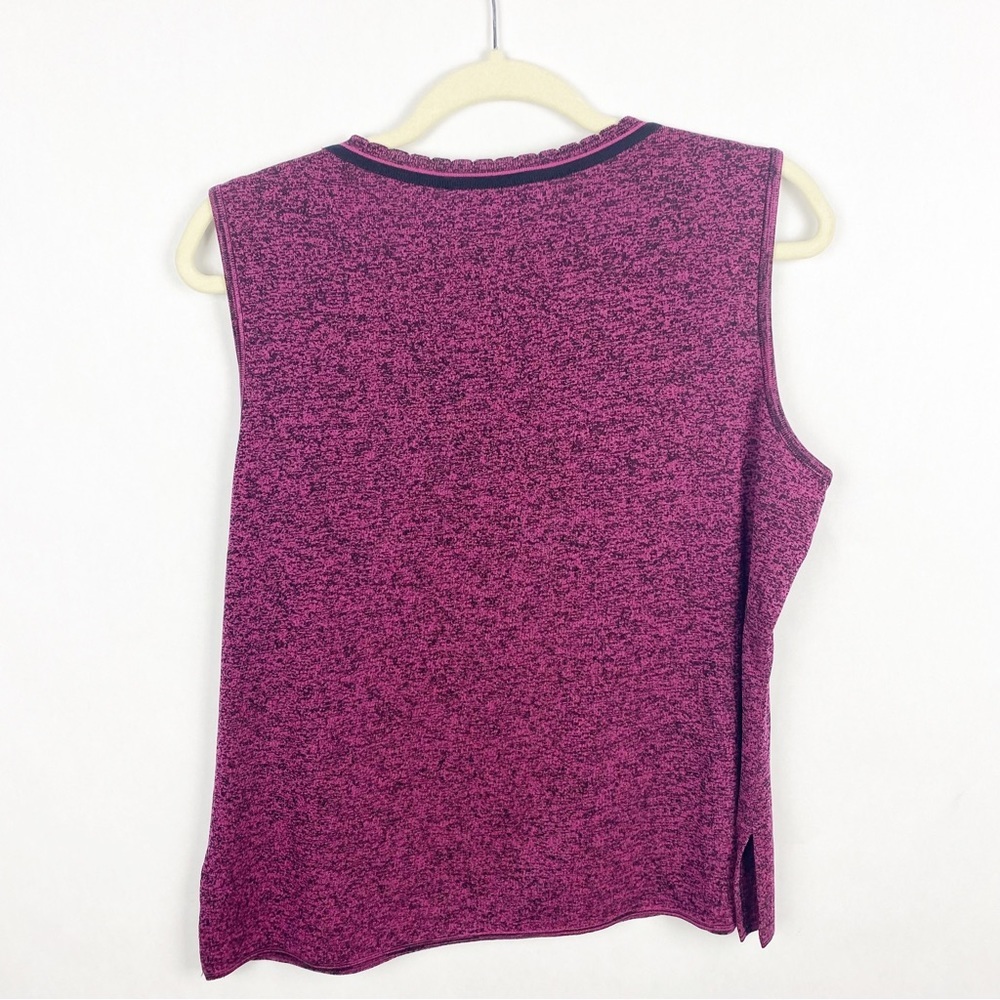 Exclusively Misook Womens Pink Black Shell Tank Top Acrylic Size XL Square Neck - Picture 2 of 4
